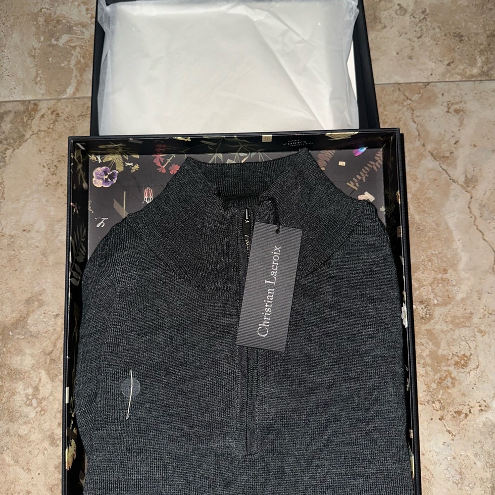 Christian Lacroix Gray Zip Up Sweater